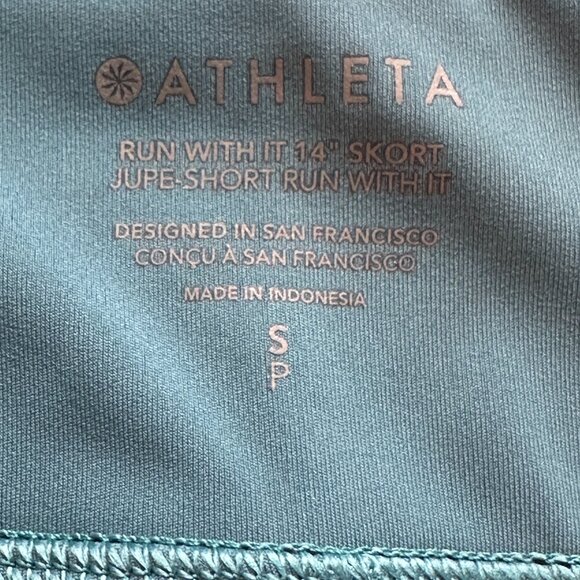Athleta Run With It Skort Womens Small Teal Floral Back Waist Zip Pocket Lined - Picture 4 of 7